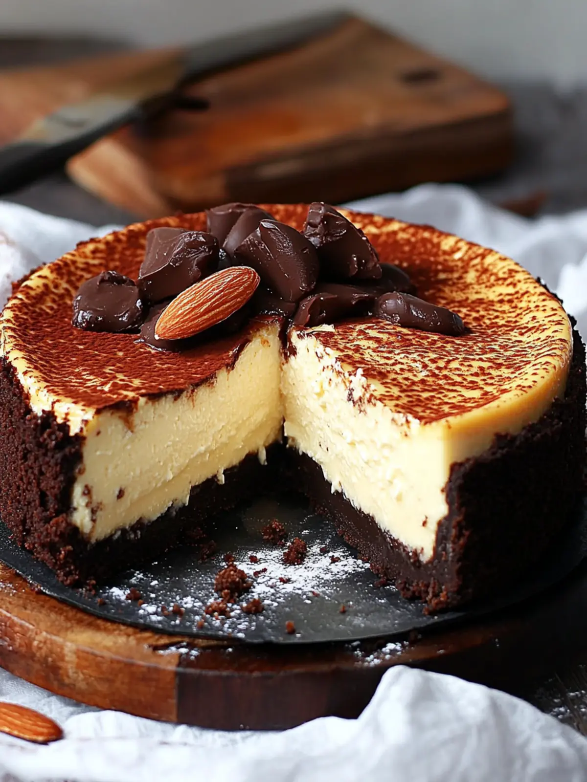 Almond Brownie Basque Cheesecake