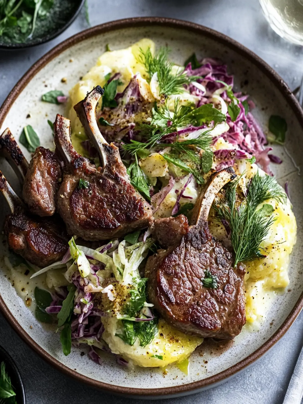Lamb Chops with Fennel Slaw & Spiced Yogurt
