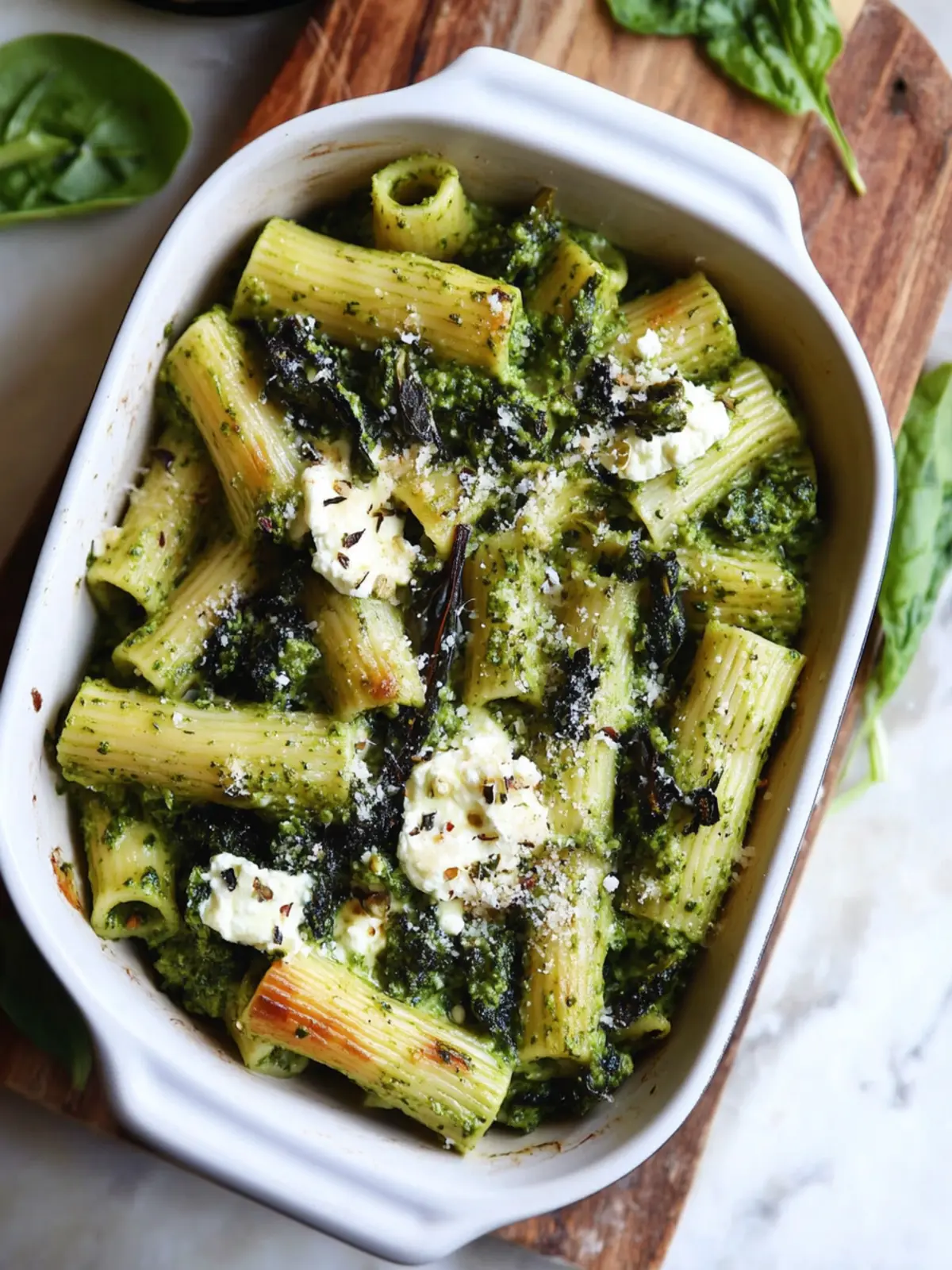 Baked Rigatoni With Spinach Pesto And Ricotta Bliss 3 Baked Rigatoni With Spinach Pesto And Ricotta