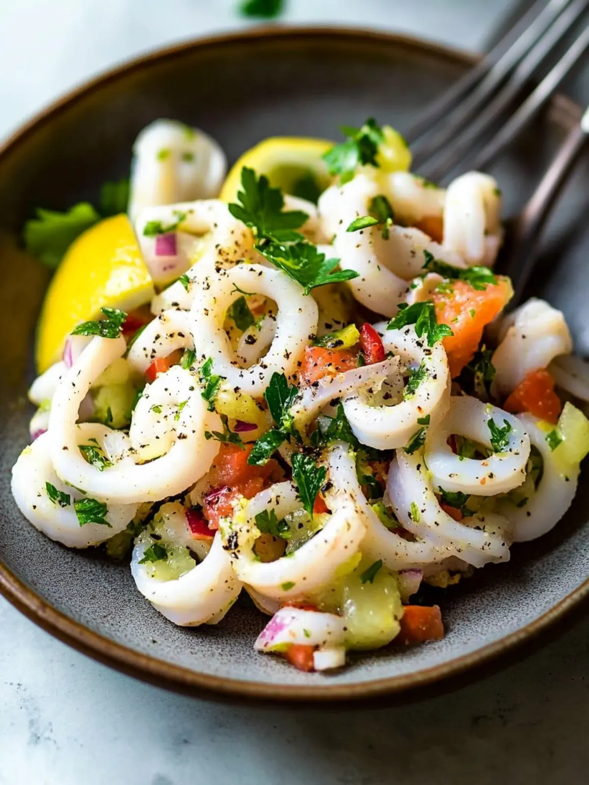 Chilled Calamari Salad with Lemon and Parsley