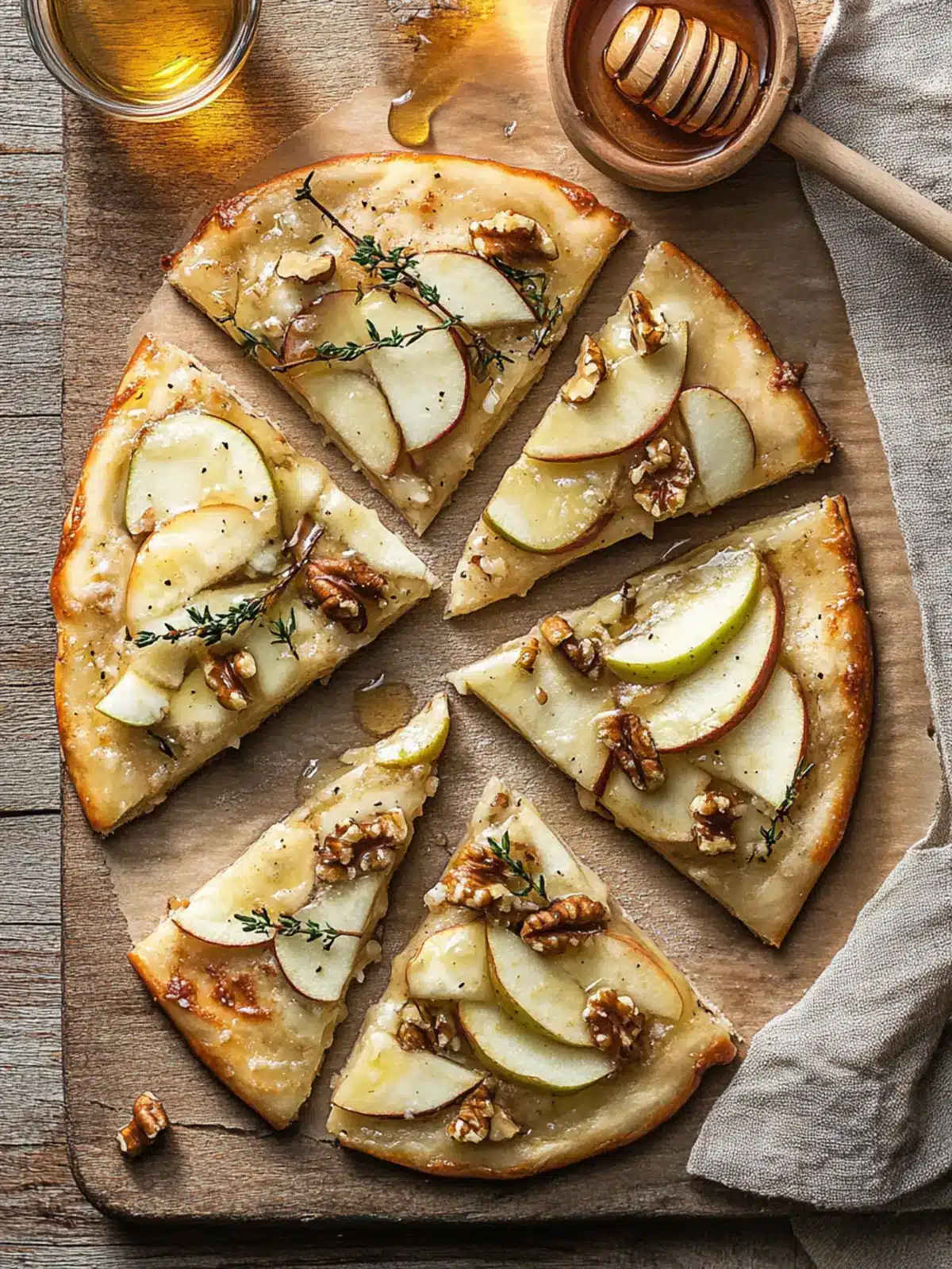 Apple Brie Flatbread with Walnuts and Honey