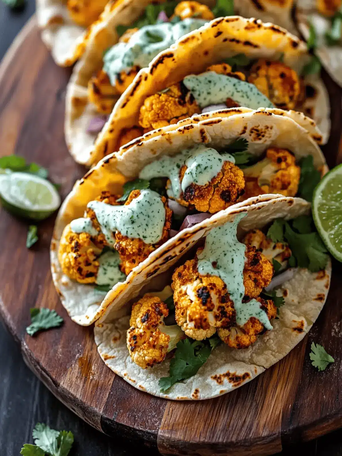 Cauliflower Tacos with Cilantro Lime Crema