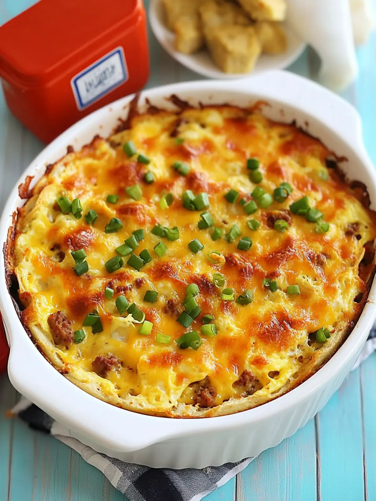 English Muffin Sausage, Egg and Cheese Breakfast Casserole