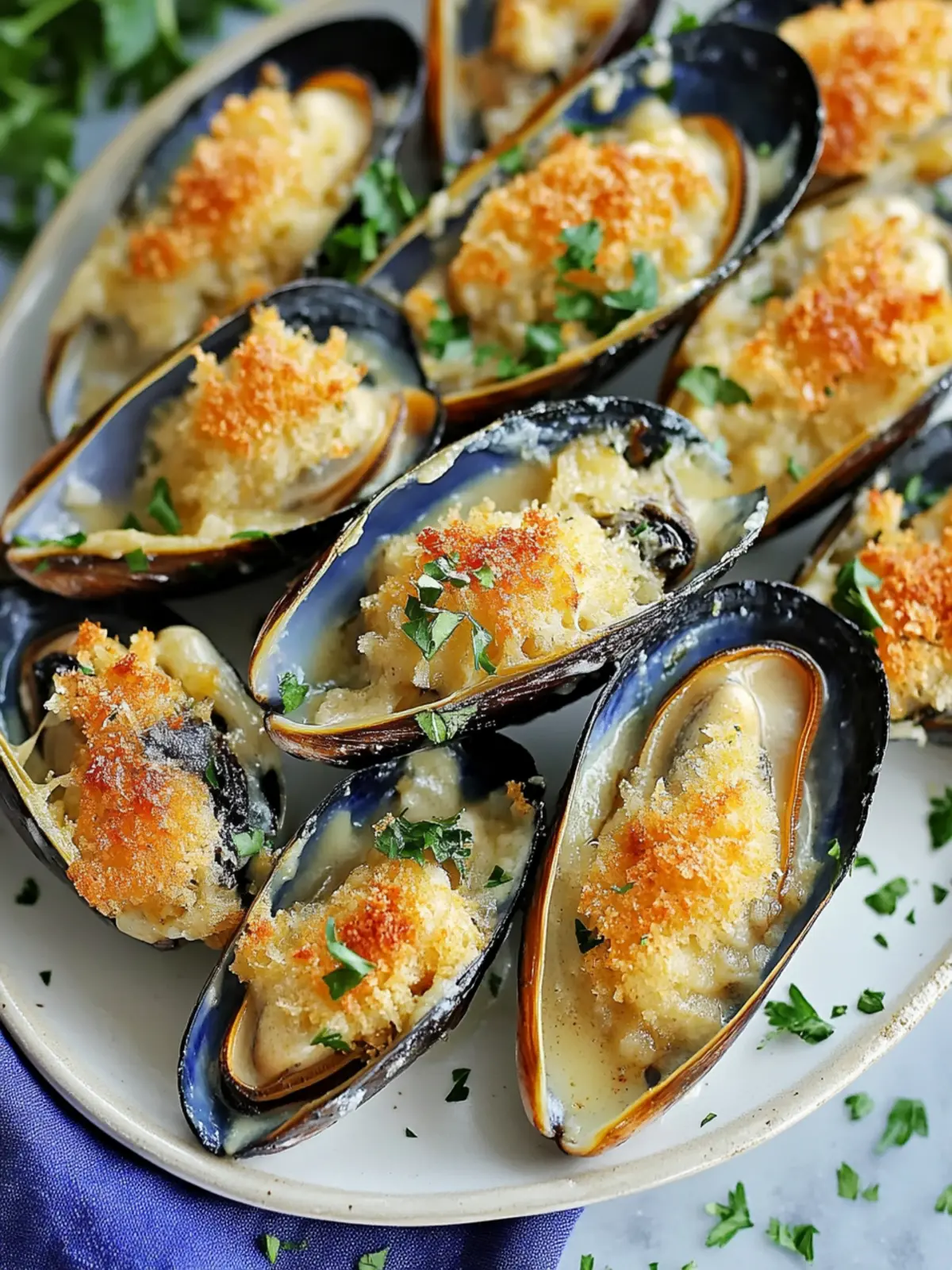 Stuffed Baked Mussels with Creamy Garlic-Bechamel Bliss