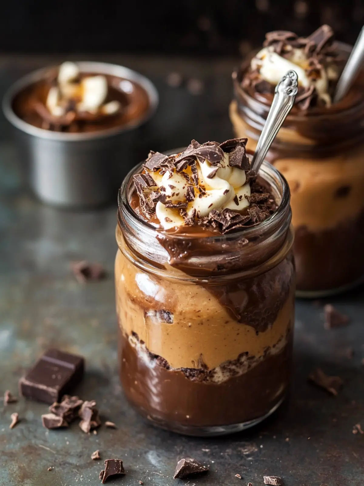 Dulce de Leche and Chocolate Mousse Jars