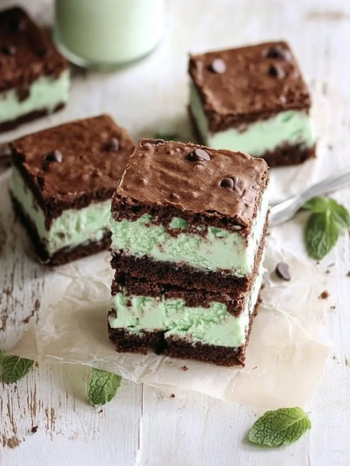Mint Chocolate Chip Ice Cream Brownie Bars