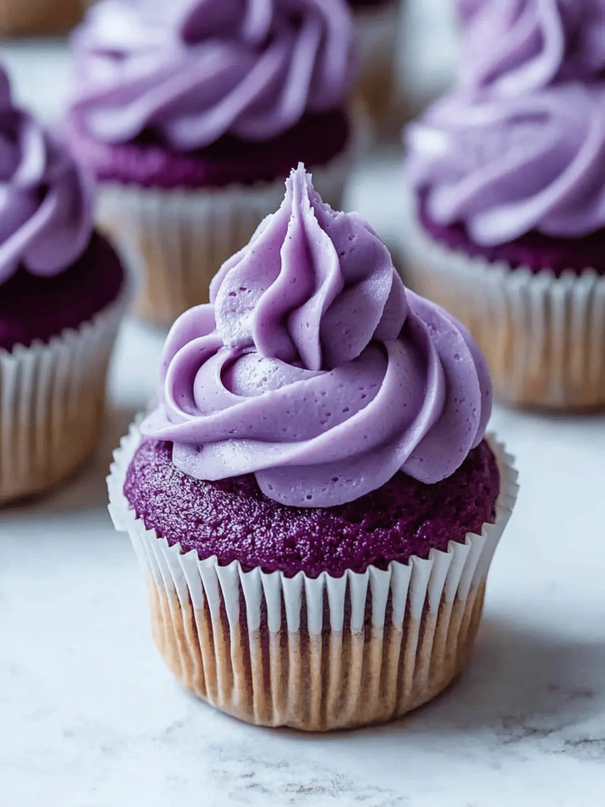 Ube Buttercream Frosted Cupcakes