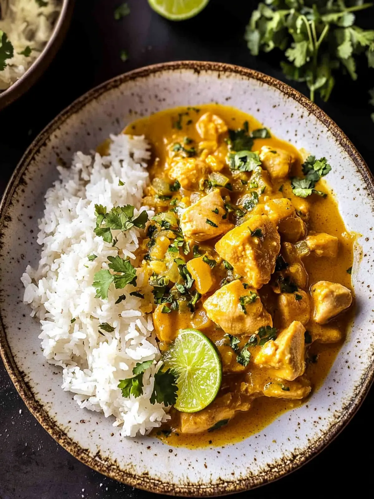 Crockpot Thai Yellow Curry Chicken with Garlic Rice