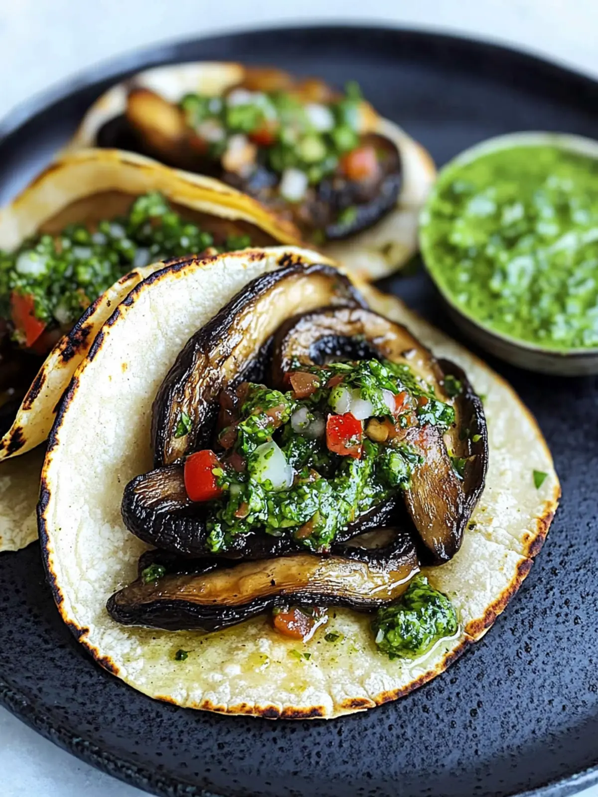 Portobello Mushroom Tacos with Chimichurri Sauce