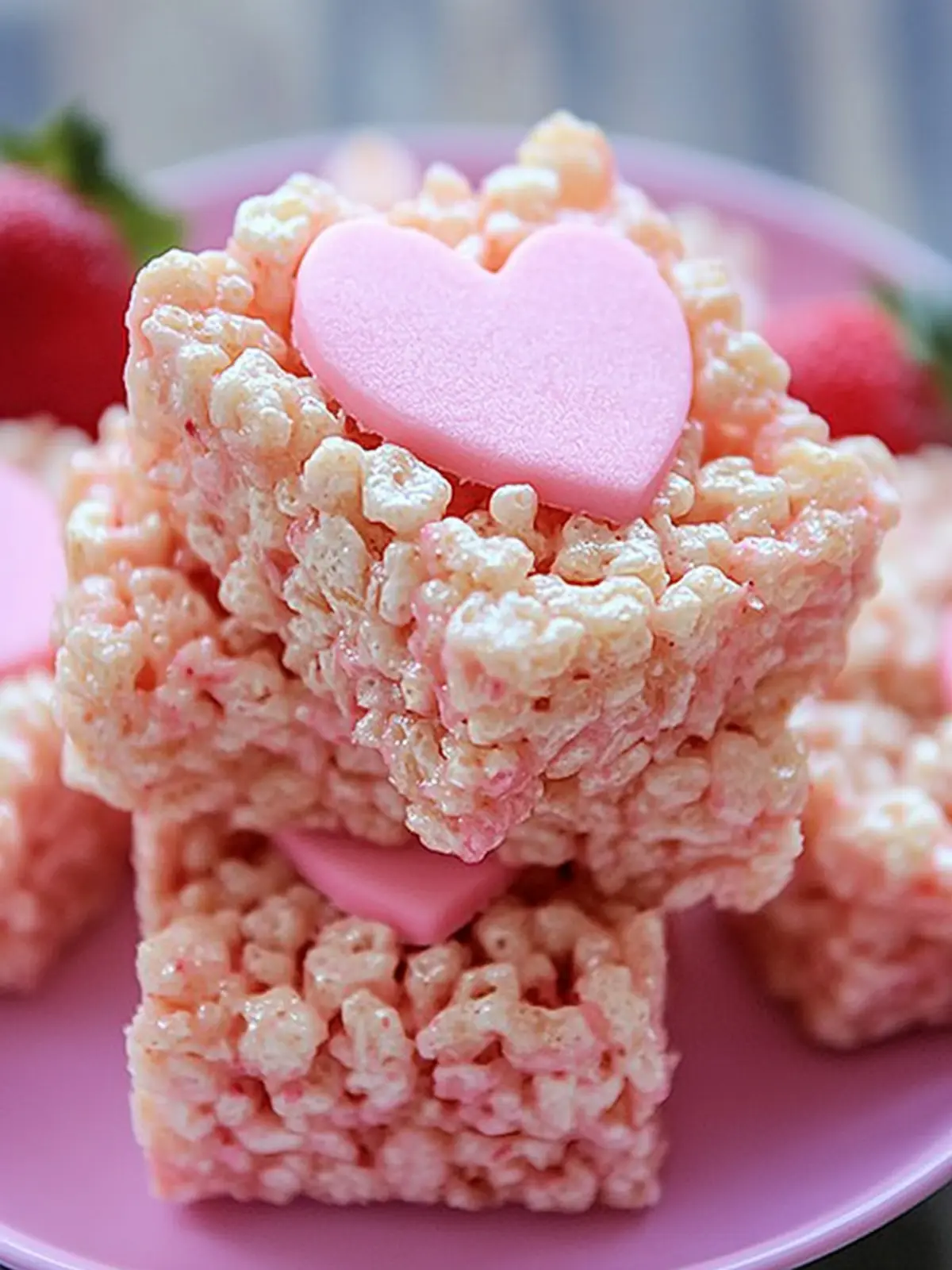 Strawberry Valentine Rice Krispie Treats