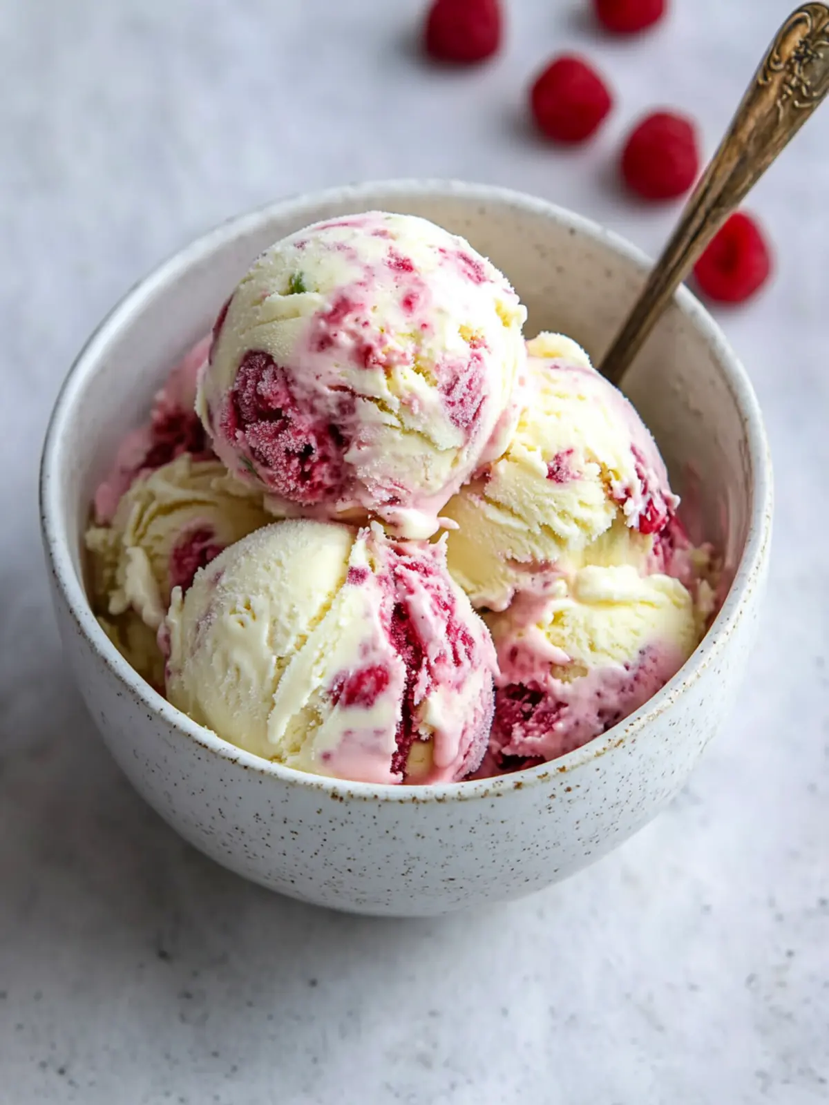 Raspberry Swirled Asparagus Ice Cream