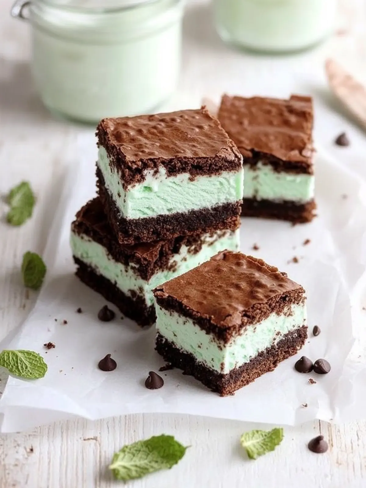 Mint Chocolate Chip Ice Cream Brownie Bars