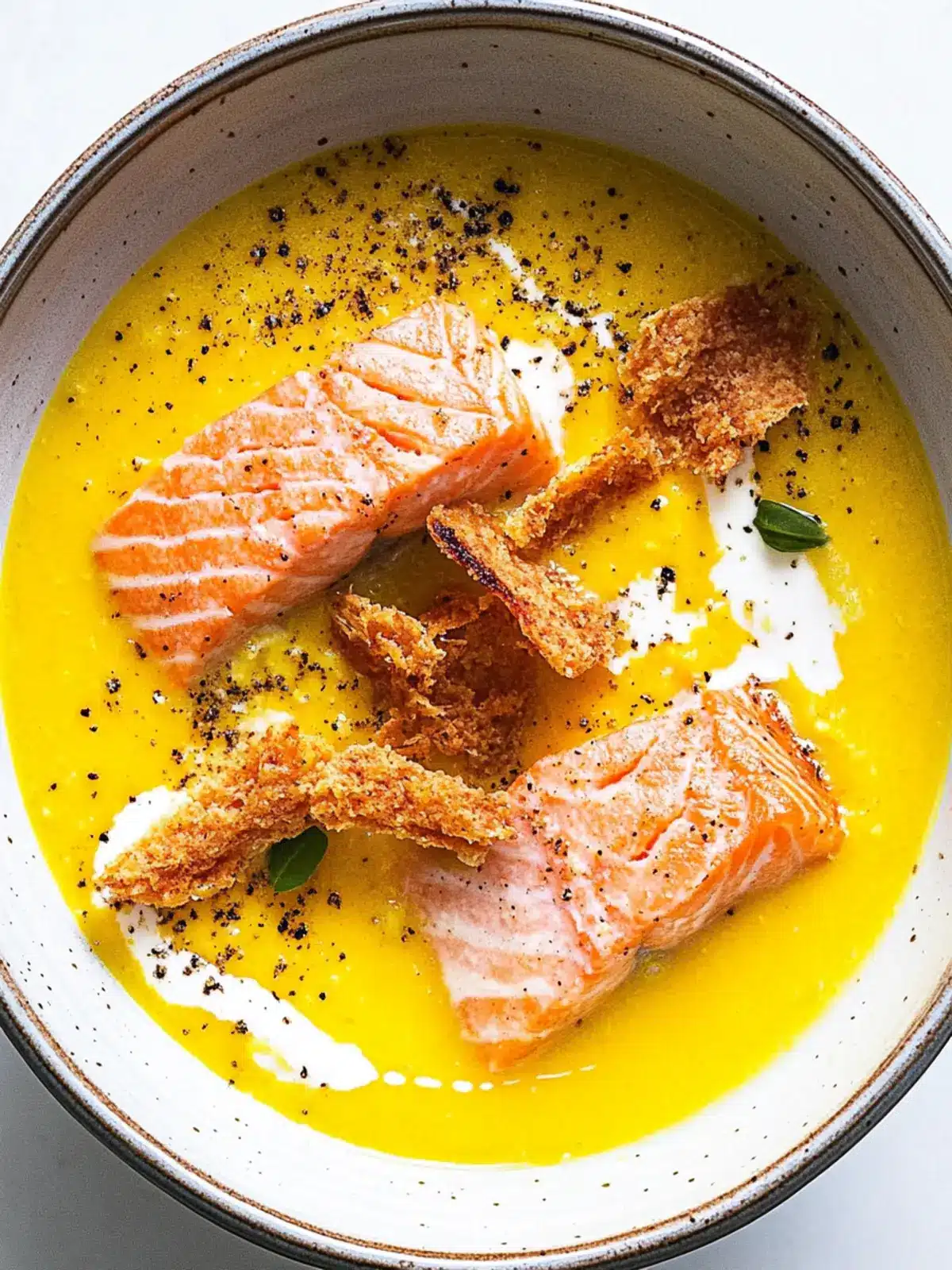 Corn Gazpacho with Salmon & Crispy Rice